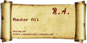Mauter Ali névjegykártya